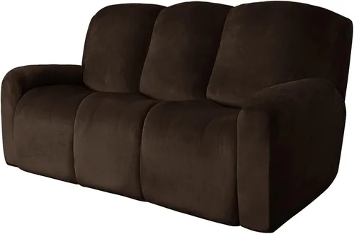 Vista 24 de Easy-Going Sofá biplaza reclinable de terciopelo con funda de consola central, fundas elásticas para sofá reclinable de 8 piezas, funda de sofá
