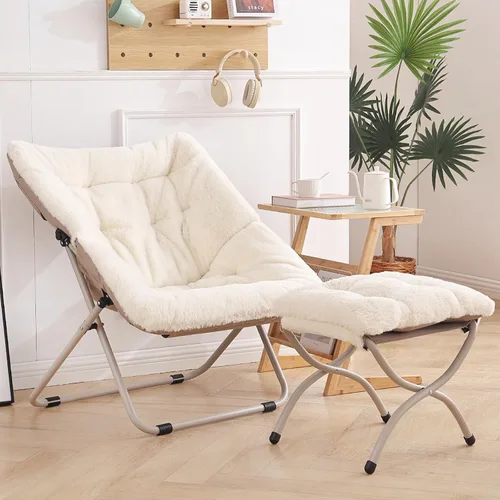Vista 11 de Furlide Silla platillo, cómodas sillas de dormitorio, silla plegable de piel sintética de gran tamaño, silla plegable con marco de metal para sala