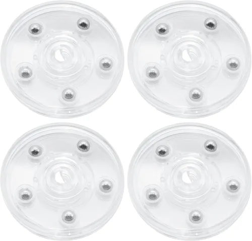 Vista 9 de 4 Piezas Negro 2 pulgadas Acrílico Lazy Susan Organizador Giratorio de Mesa con Rodamientos - Placa Giratoria Redonda para Estante de Especias