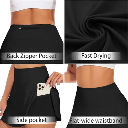Vista 2 de WOWENY Falda pantalón deportiva de tenis para mujer con bolsillos para correr y golf