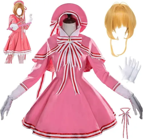 Vista 9 de Han shan Disfraz de cosplay, vestido de cosplay, vestido rosa, traje de batalla con sombrero para Halloween