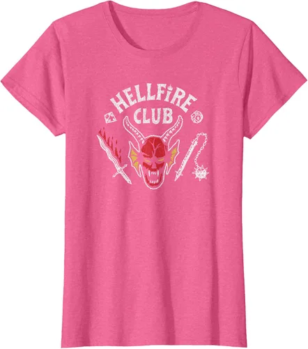Vista 12 de Stranger Things 4 Camiseta Hellfire Club con Calavera y Armas Negro