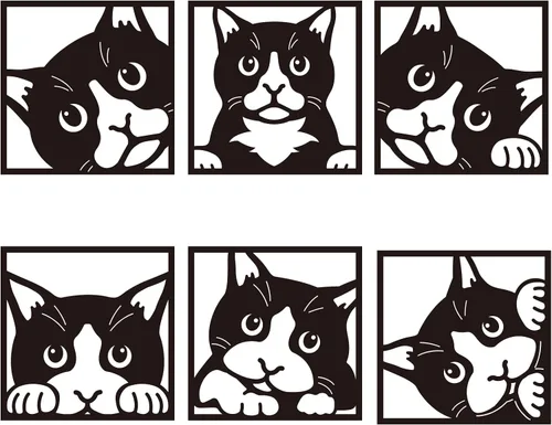 Vista 7 de BENECREAT 6 estilos de troqueles de metal para gatos, plantillas de corte de gato para manualidades, álbumes de recortes, álbumes de tarjetas