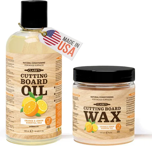 Vista 11 de CLARK'S Kit de cuidado de tabla de cortar con aceite de coco, incluye aceite de bloque de carnicero y cera, fabricado con aceite de coco refinado