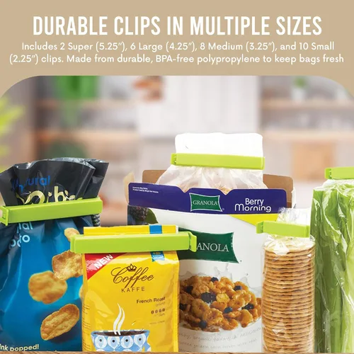 Vista 3 de Linden Sweden Twixit - Clips para bolsas – Mantén los alimentos frescos, evita derrames – Sella fácilmente bolsas congeladas con fecha – Clips