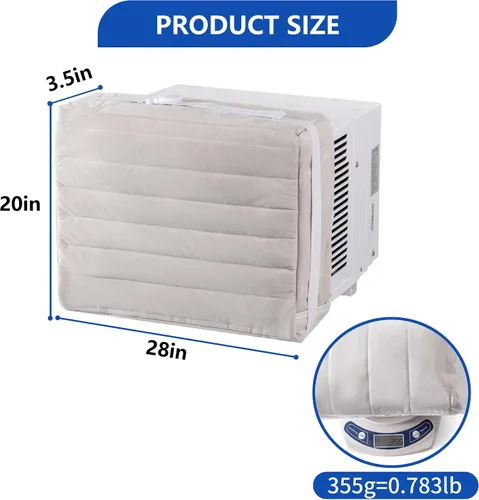 Vista 2 de Cubierta aislada de aire acondicionado para unidades de ventana - Uso en interiores con tela suave y resistente al viento para bloquear corrientes