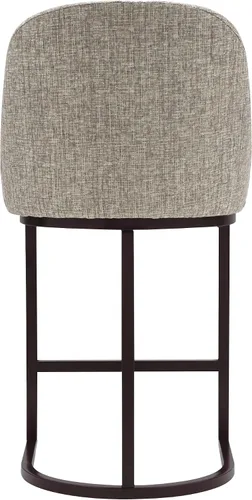 Vista 99 de Leick Home 214536 Barrelback Silla de comedor con base de metal, juego de 2, para comedor, asiento moderno de lino negro y base de metal dorado