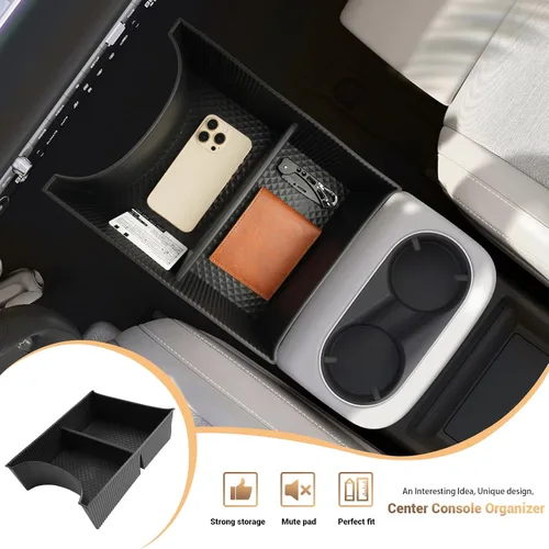 Vista 2 de YEE PIN Organizador de consola central Ioniq 5 2022-2024, bandeja de piso de 2 compartimentos, plástico ABS, 5 accesorios Ioniq