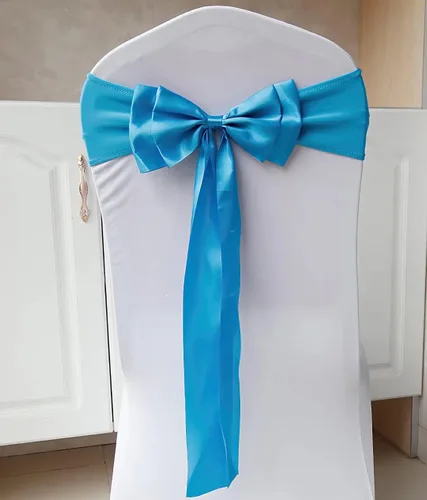 Vista 16 de 6 bandas elásticas para silla, lazos dobles, bandas de elastano para decoración de bodas, fiestas, cumpleaños, banquetes, suministros de Navidad