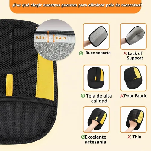 Vista 4 de SAWMONG - 2 guantes removedores de pelo de mascotas con peine para perros y gatos
