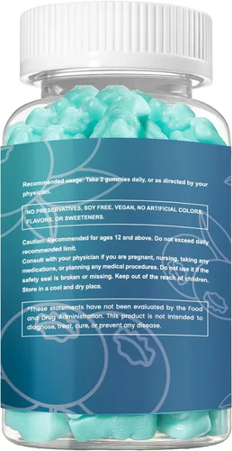 Vista 6 de Gomitas de glicinato de magnesio de 500 mg para dormir para hombres y mujeres, vitamina C, veganas que promueven la relajación muscular, magnesio