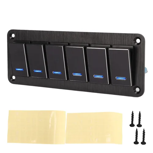 Vista 7 de Panel de interruptor de palanca impermeable de 6 cuadras, panel de interruptor de palanca impermeable de 6 cuadras, DC12V a 24V 3PIN luz de fondo