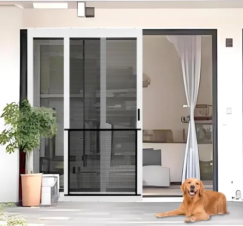 Vista 5 de Protector de puerta de pantalla de rejilla de acero para mascotas de Guardian para perros, gatos y mascotas, protector contra arañazos de reemplazo