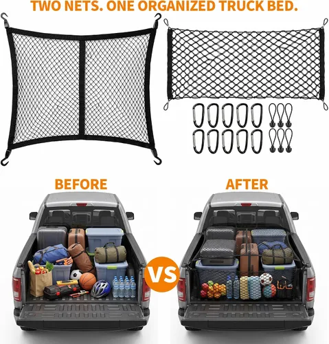 Vista 3 de Truck Cargo & Tailgate Net Set for 2013-2026 Silverado Sierra 1500-3500HD