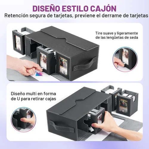 Vista 5 de Caja de baraja Commander de UAONO para MTG, estuche modular de 6 barajas con bandeja para dados, contiene más de 600 cartas con funda doble, caja