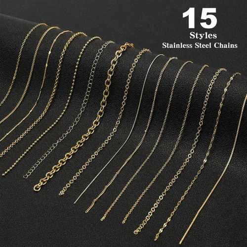 Vista 3 de ENERFUN Cadenas de collar de oro para hacer joyas, 112 pies, 15 rollos de cadenas a granel para hacer collares, pulseras, accesorios con anillos