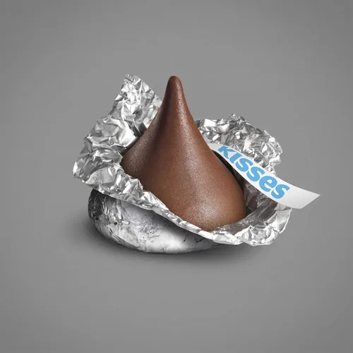 Vista 4 de Besos de chocolate con leche, caramelos plateados envueltos individualmente