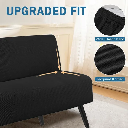 Vista 5 de Funda impermeable para futón sin brazos, funda de colchón para sofá cama, tamaño matrimonial, protector de muebles suave y elástico para mascotas