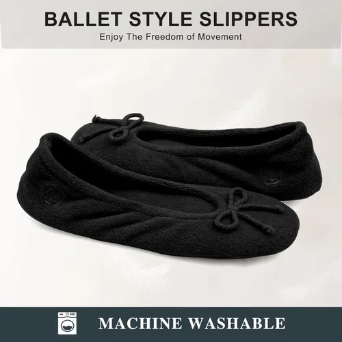 Vista 4 de BCTEX COLL Pantuflas de casa de bailarina con lazo para mujer, pantuflas de satén para dormitorio con suela de gamuza para interiores