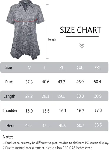 Vista 7 de MISS FORTUNE Camiseta de entrenamiento para mujer, polo de golf, manga corta, cuello en V, ligera, absorbe la humedad, camiseta de trabajo atlética