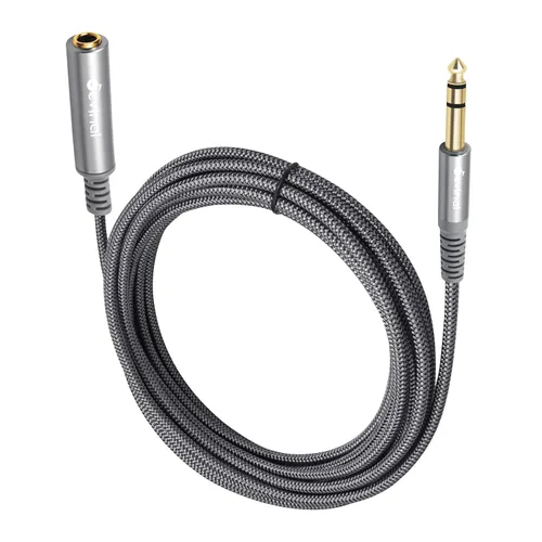 Vista 6 de Cable de extensión TRS macho a 1/4 de pulgada para auriculares hembra de 0.250 in, cable de extensión de guitarra para auriculares, cable de audio