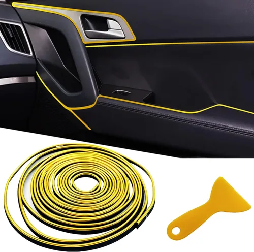 Vista 9 de Tiras decorativas para interior de automóvil, ajuste universal de 9.8 pies para puertas y tablero, decoración de electrochapado flexible, accesorios