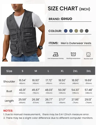 Vista 6 de Gihuo Chaleco de pesca para hombre con bolsillos