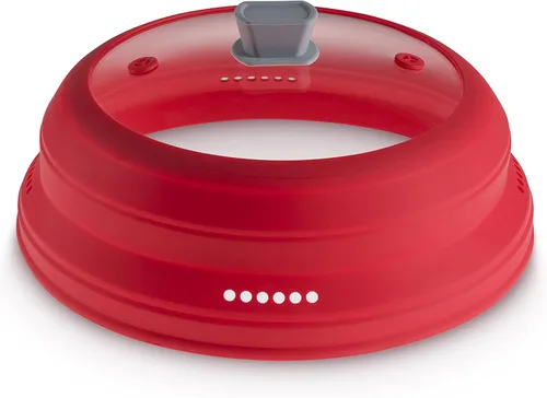 Vista 6 de Godinger Cubierta para salpicaduras de microondas, cubierta de microondas para alimentos, tapa de placa plegable con mango de fácil agarre, vidrio