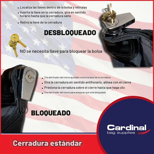 Vista 4 de Bolsa de banco con bloqueo de lona con llave de seguridad (negro)