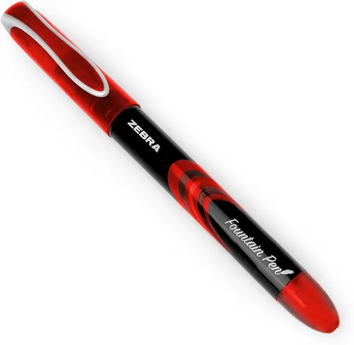 Vista 2 de Zebra Fuente - Pluma estilográfica desechable, tinta roja, paquete de 6