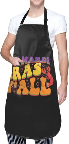 Vista 9 de LIFANGMI Adjustable It's Mardi Gras Y'all Apron For Men Women Waterproof With Pockets Bib Kitchen Cooking Chef Restaurant Aprons