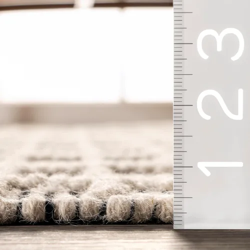 Vista 2 de Rugs USA Parker Check - Alfombra texturizada, 2 x 8, marfil