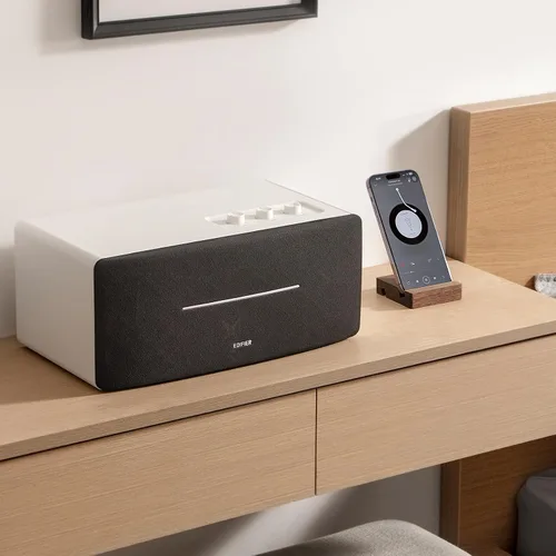 Vista 3 de Edifier Altavoces de computadora de escritorio integrados D12 con Bluetooth 5.0, altavoz estéreo inalámbrico de mesa de 70 vatios RMS con salida