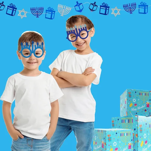 Vista 8 de The Dreidel Company Lentes Happy Hanukkah, regalos de fiesta y accesorios de fiesta, colores surtidos para niños