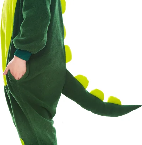 Vista 5 de Spooktacular Creations Pijama unisex de dinosaurio para niños, disfraz de dinosaurio de felpa, disfraz de Halloween, fiesta, juego de rol
