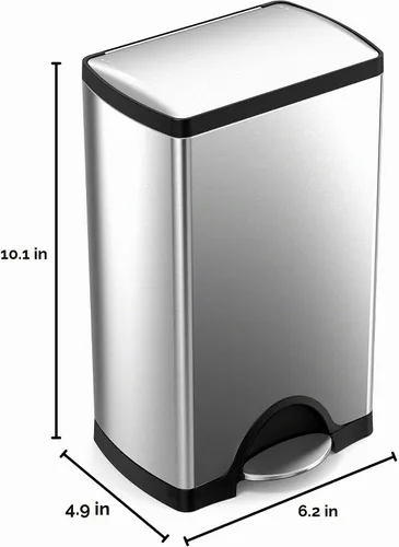 Vista 8 de Simplehuman - Cubo de basura rectangular para cocina de 38 litros / 10 galones, con pedal, de acero inoxidable cepillado