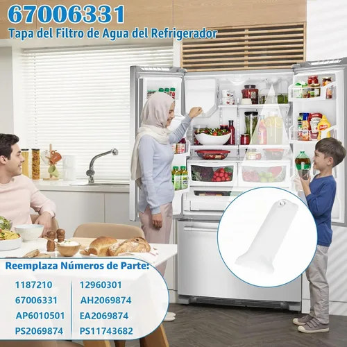 Vista 4 de WP67006331 67006331 Reemplazo para la tapa del filtro de agua Whirlpool AP6010501 67006331 PS11743682 1187210 12960301, cubierta del filtro de agua