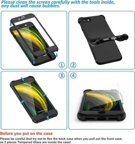 Vista 7 de ORETech Funda diseñada para iPhone 13 Mini con 2 protectores de pantalla de vidrio templado, textura de fibra de carbono policarbonato duro