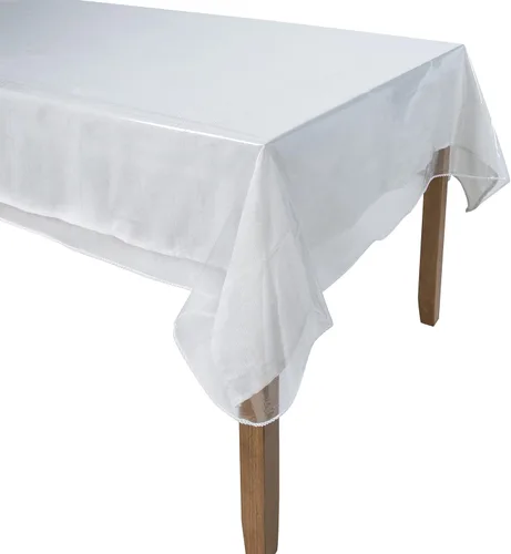 Vista 6 de Home Details Protector de mantel redondo 70 pulgadas Cocina Construcción duradera Vinilo Crystal Clean