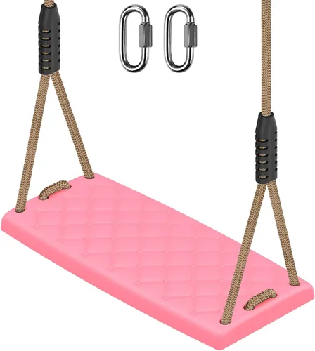 Vista 10 de SELEWARE Asiento de columpio resistente con cuerda ajustable, columpio de A: Asiento oscilante negro (1 paquete)