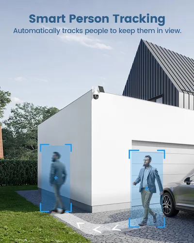 Vista 4 de aosu Cámara de seguridad solar inalámbrica para exteriores, cámara WiFi con batería de 3K/5MP para seguridad del hogar, PTZ panorámico, seguimiento