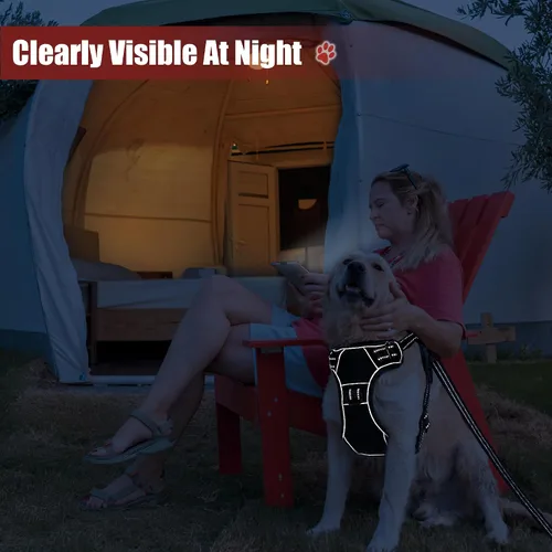 Vista 2 de Arnés grande para perros, suministros para mascotas, correas para perros grandes, arnés reflectante con mango de control