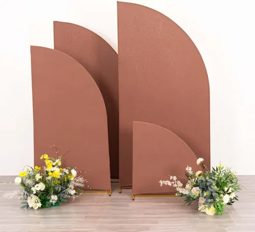 Vista 62 de Efavormart - Juego de 4 fundas de elastano beige para arco de media luna, fundas de telón de fondo Chiara de 2.5 pies a 7 pies para escenarios