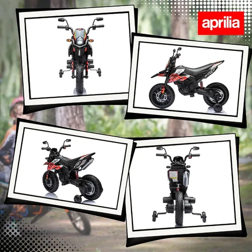 Vista 8 de Qaba 12V Niños Motocicleta Bicicleta Eléctrica Entrenamiento Ruedas LED Aprilia - Bicicleta eléctrica con licencia de resorte, USB, música, funciona