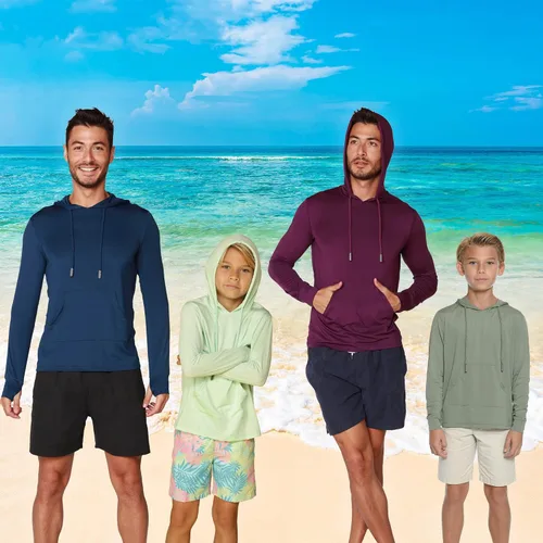 Vista 7 de Performance UPF 50+ - Sudadera con capucha para hombre, manga larga con bolsillos, protección solar y protección solar