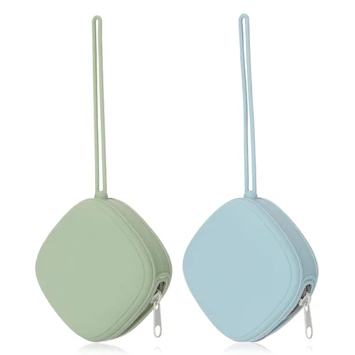 Vista 9 de Funda de silicona para chupete, paquete de 2 (rubor, lila polvoriento) Baby Binky - Funda de silicona para guardar pañales, portátil, de gran