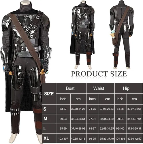 Vista 2 de Jowherd Disfraz de mandaloriano de lujo con casco y capa para fiesta de carnaval, cosplay (personalizable)