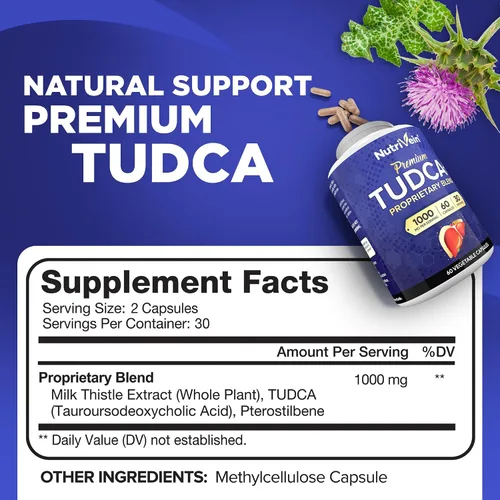 Vista 3 de Nutrivein Paquete premium de suplementos TUDCA y DIM: Suplemento TUDCA de alta absorción y DIM para desintoxicación, equilibrio y bienestar