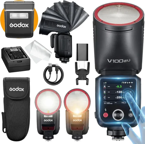 Vista 22 de GODOX V100 C Godox Flash para Canon - Flash TTL de 100Ws para cámaras Canon EOS, control de pantalla táctil, 400 destellos de potencia completa