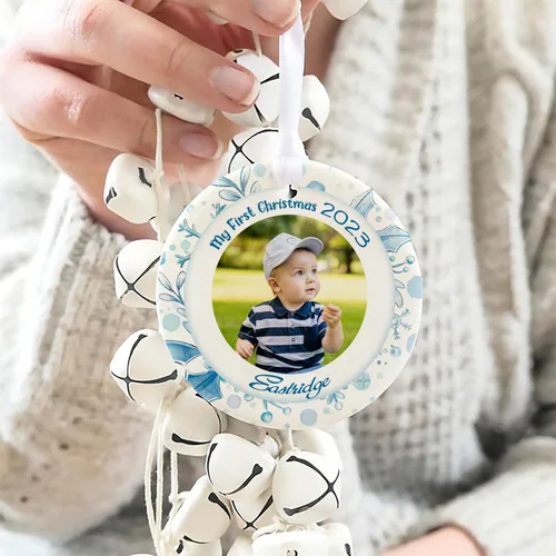 Vista 5 de Adornos de Navidad personalizados con foto, adorno de recuerdo personalizado con nombre de bebé, nuevo regalo de bebé, recuerdo de bebé